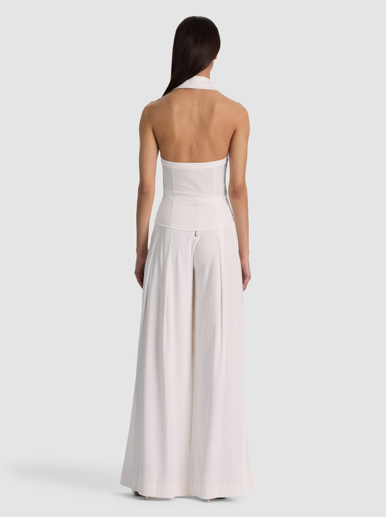 OFF WHITE-FREYA BUTTON DOWN HALTER TOP