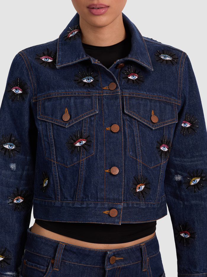 CHLOE EMBELLISHED DENIM JACKET - CATHERINE DARK image 3 - Alice And Olivia