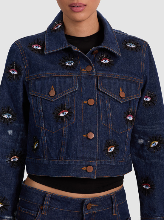 CATHERINE DARK-CHLOE EMBELLISHED DENIM JACKET