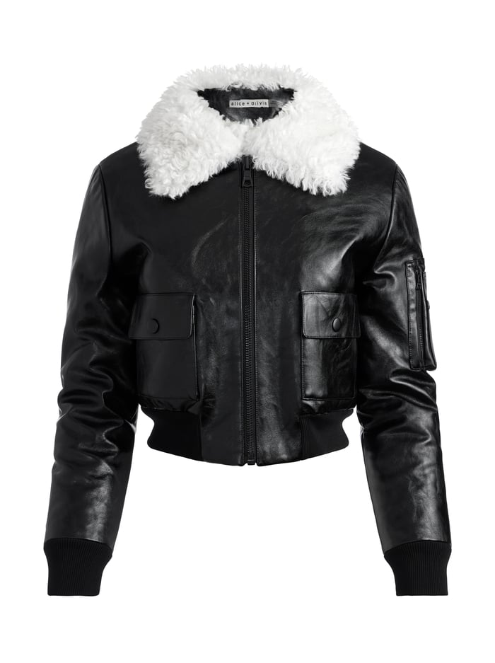 WILLARD VEGAN BOMBER - BLACK image 5 - Alice And Olivia