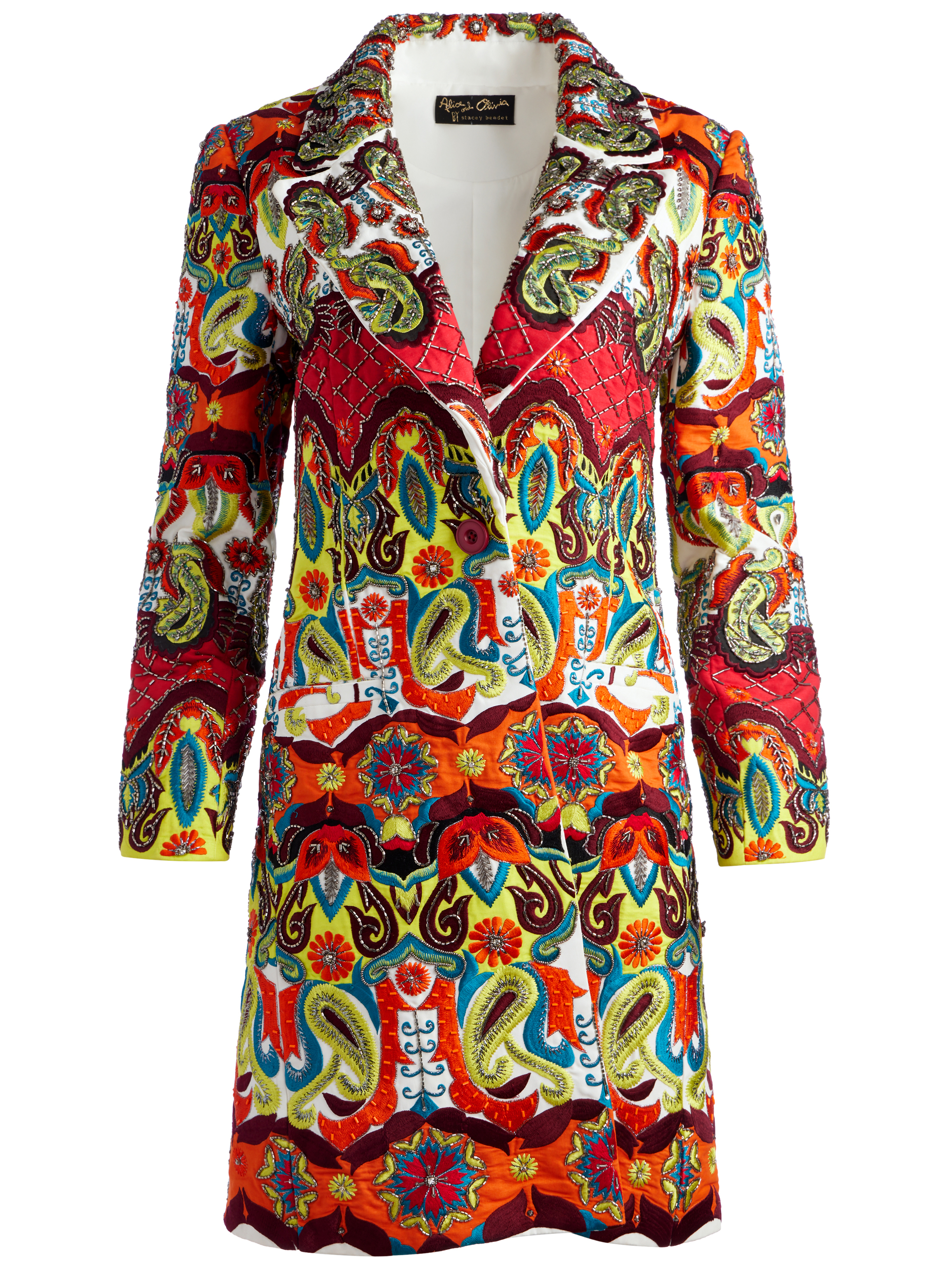 Ivan Embellished Coat In Multi | Alice And Olivia
