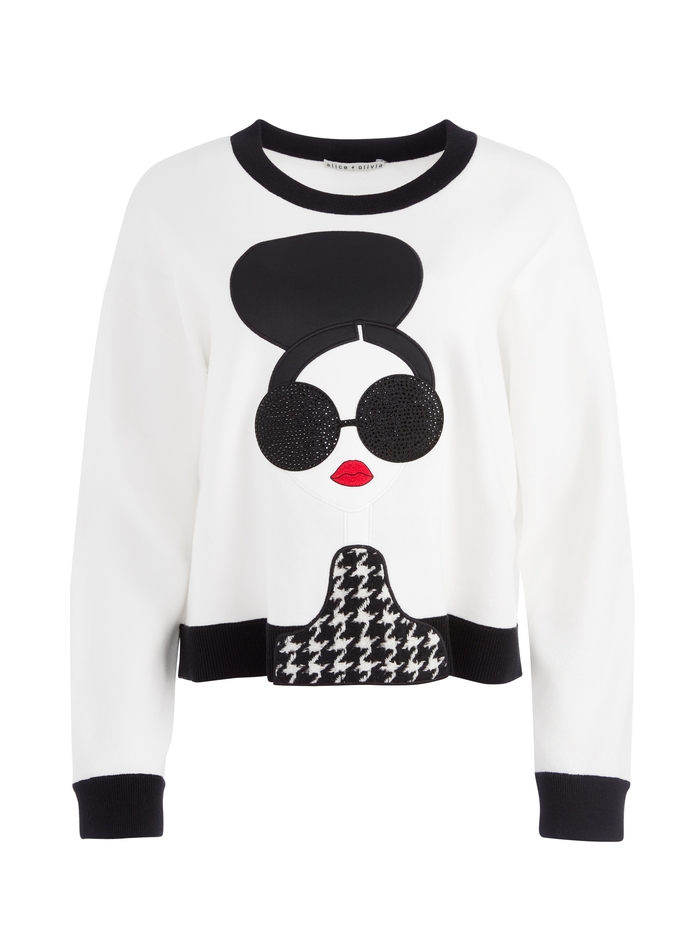 Gleeson Stace Face Pullover In Soft White/multi | Alice And Olivia