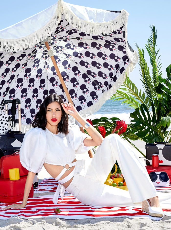 COLETTE TIE PUFF SLEEVE CROP TOP - WHITE image 6 - Alice And Olivia