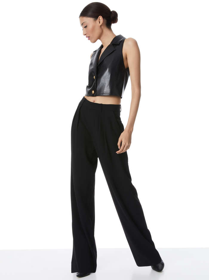 MERI CROPPED DOUBLE BREASTED BLAZER TOP - BLACK image 4 - Alice And Olivia