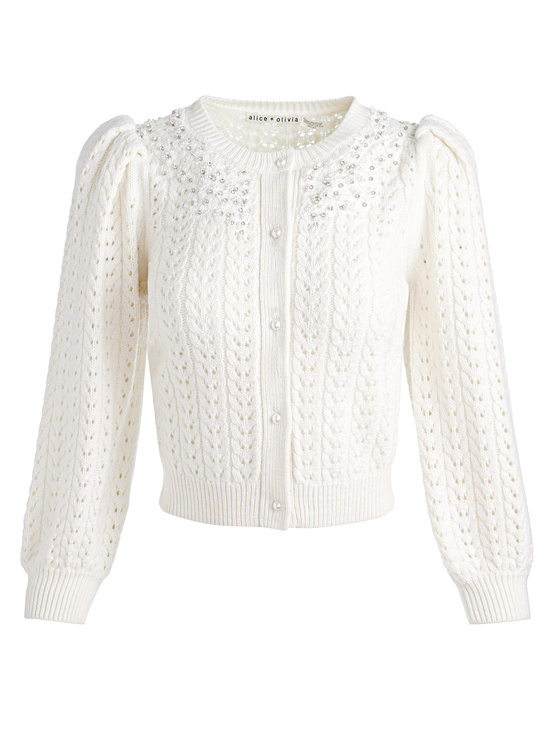 SOFT WHITE-DORIS EMBELLISHED CARDIGAN