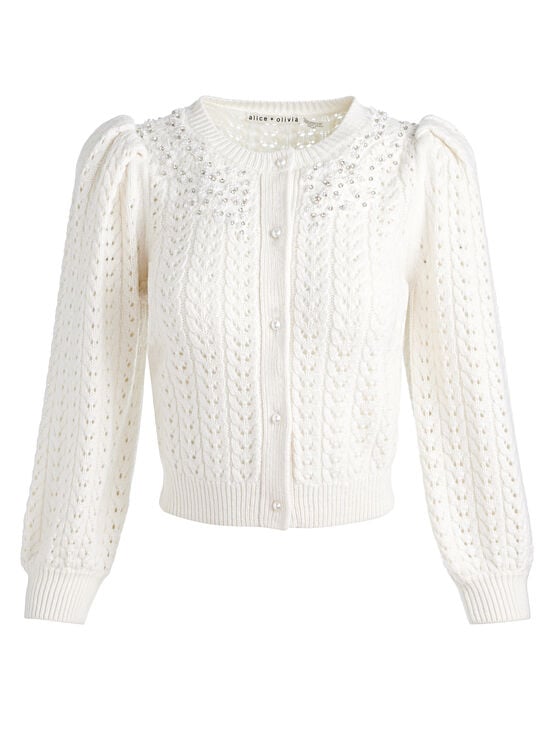 SOFT WHITE-DORIS EMBELLISHED CARDIGAN