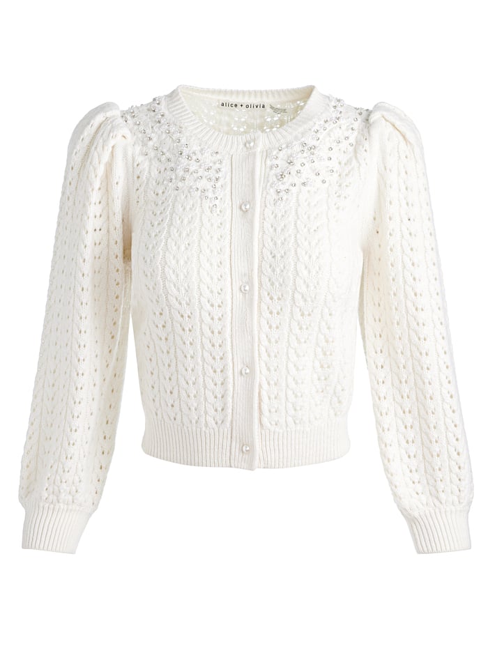 DORIS EMBELLISHED CARDIGAN - SOFT WHITE image 5 - Alice And Olivia