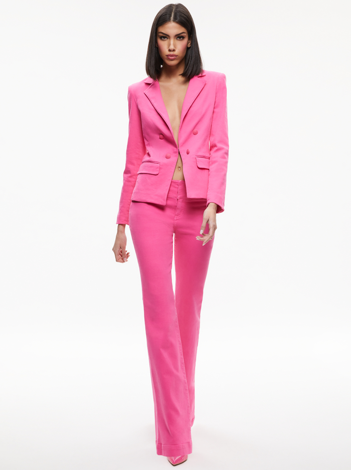MYA NOTCH COLLAR FITTED DENIM BLAZER - CANDY image 4 - Alice And Olivia