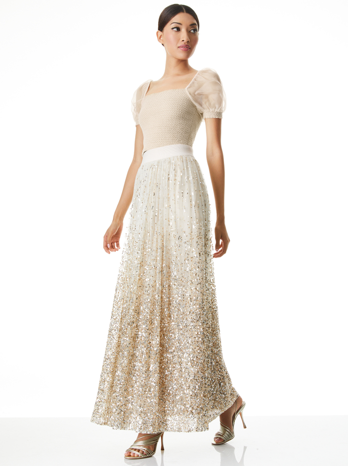 Catrina Sequin Gown Skirt In Sesame/multi | Alice And Olivia