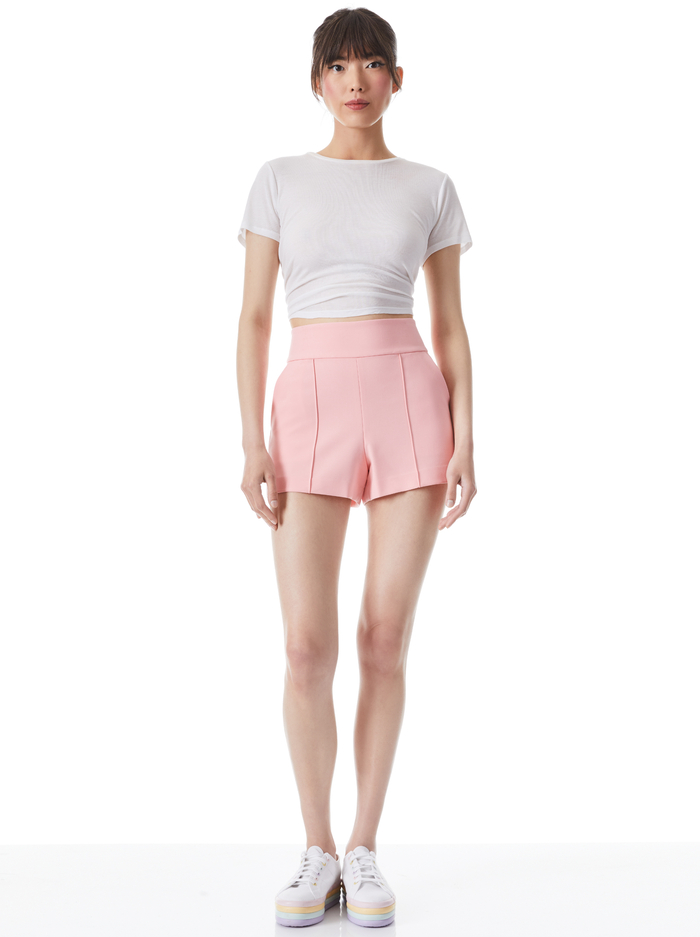 DONALD HIGH WAISTED PINTUCK SHORTS - PINK image 2 - ALICE + OLIVIA