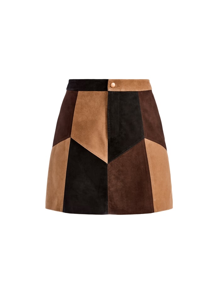GEORGINE SUEDE PATCHWORK MINI SKIRT - MULTI image 5 - Alice And Olivia