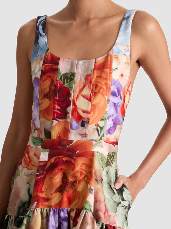 STORM FLORAL LG-DIANA STRUCTURED MAXI DRESS