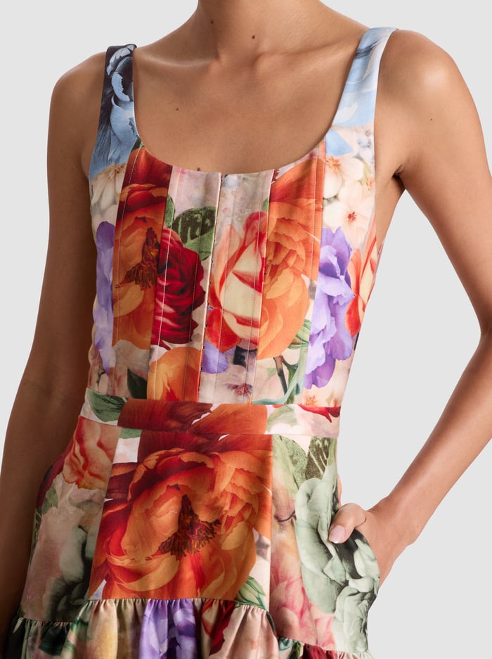 DIANA STRUCTURED MAXI DRESS - STORM FLORAL LG image 1 - Alice And Olivia