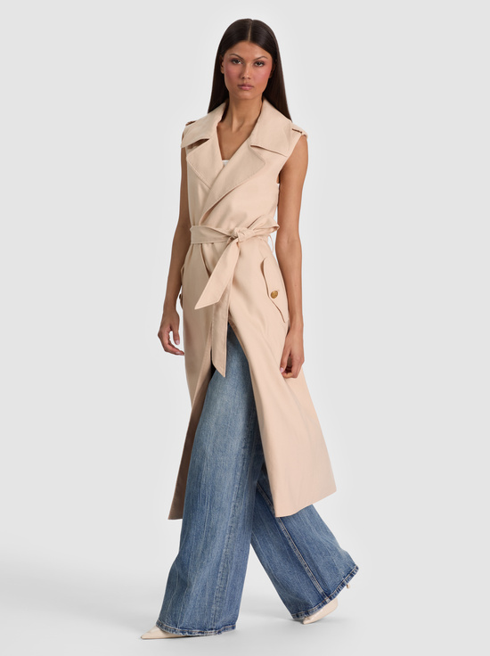 OATMEAL-KEITH SLEEVELESS LINEN TRENCH