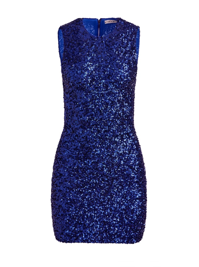 COLEY SEQUIN MINI DRESS - ROYAL image 5 - Alice And Olivia