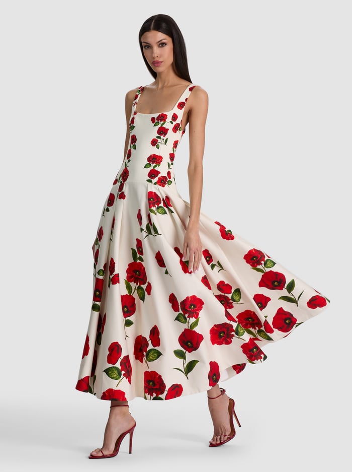 ADLEY DROP WAIST DRESS - SUMMER POPPY - ALICE + OLIVIA