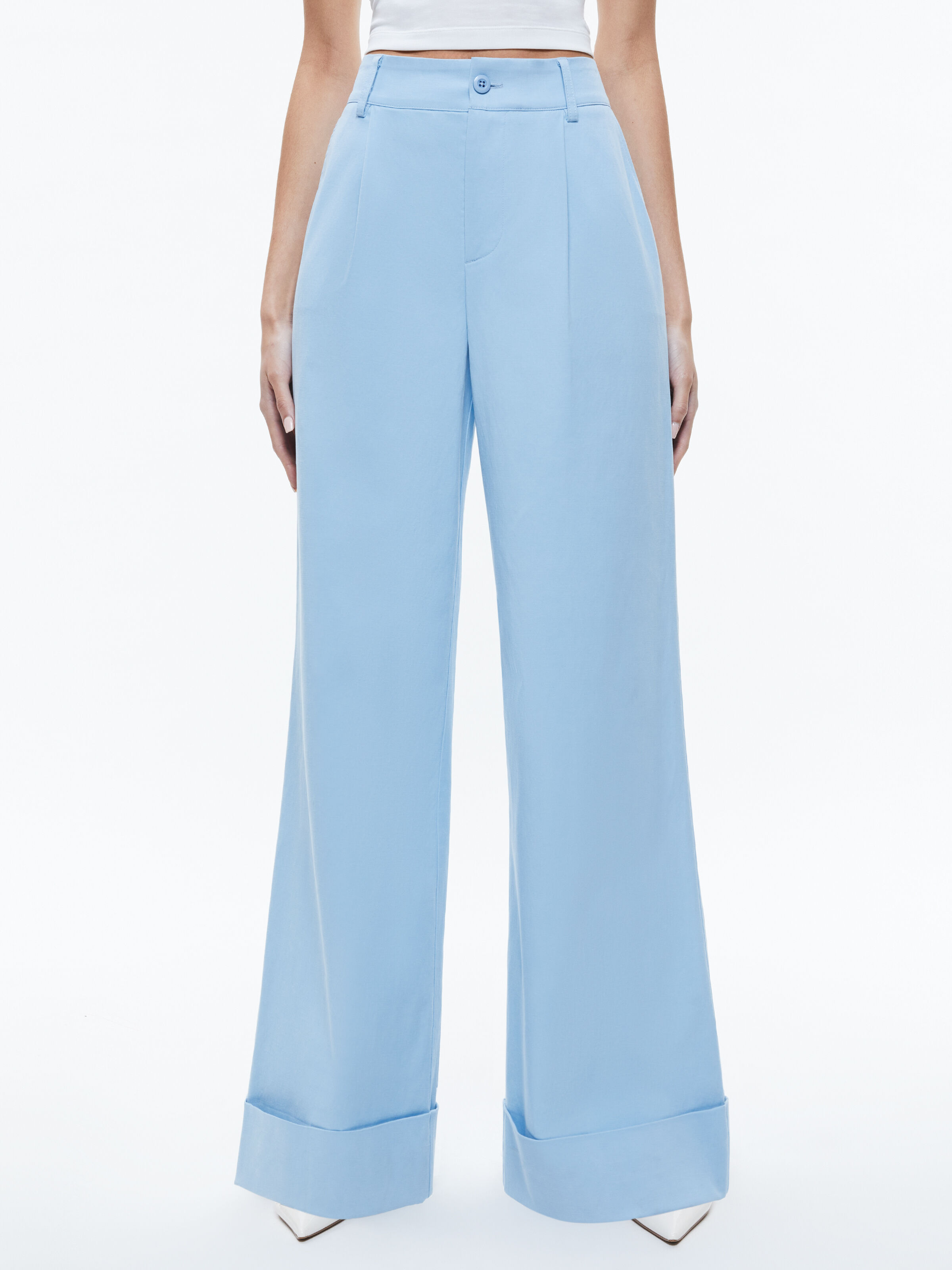 Wide leg cuffed pants top