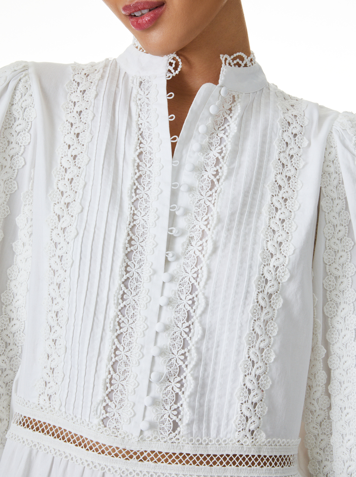 CLARK MANDARIN COLLAR MINI DRESS - OFF WHITE image 3 - ALICE + OLIVIA