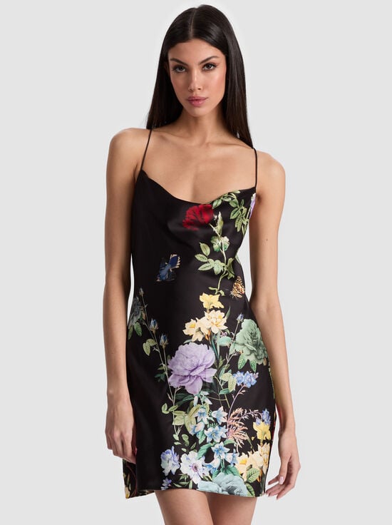 VENUS FLORAL-HARMONY COWL BACK SLIP DRESS
