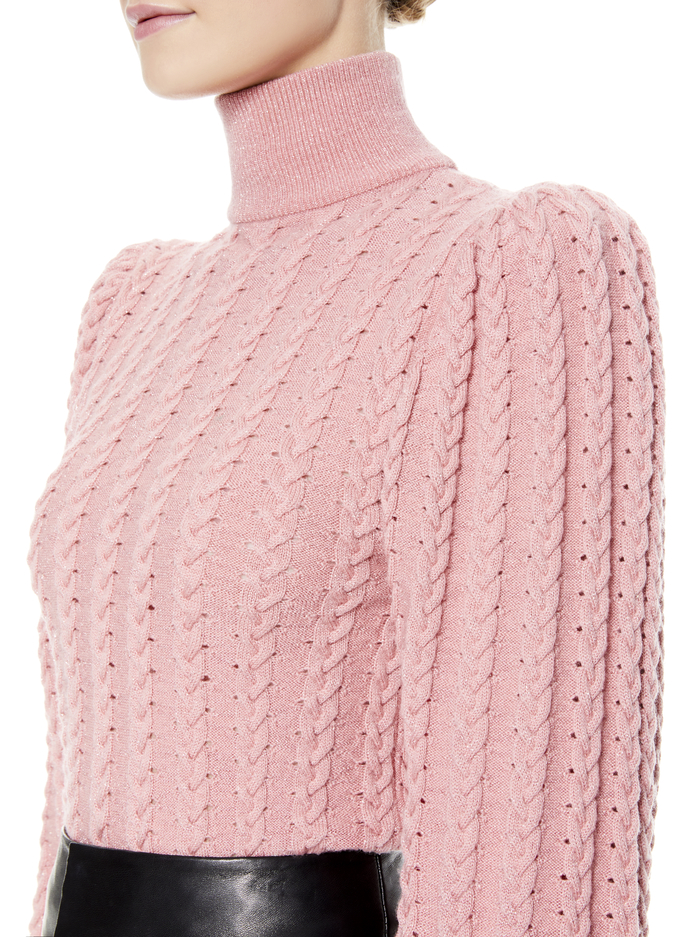 ESME CABLEKNIT TURTLENECK - ROSE image 3 - Alice And Olivia