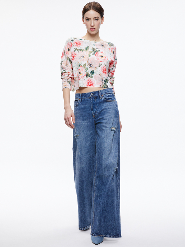 GLEESON PRINTED FLORAL PULLOVER - MORNINGSIDE FLORAL WHITE image 4 - Alice And Olivia