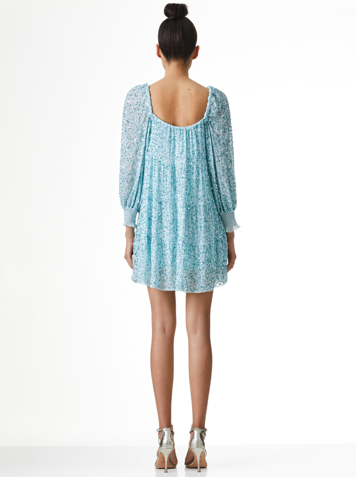 ROWEN SEQUIN EMBROIDERED MINI DRESS - POWDER BLUE image 1 - Alice And Olivia