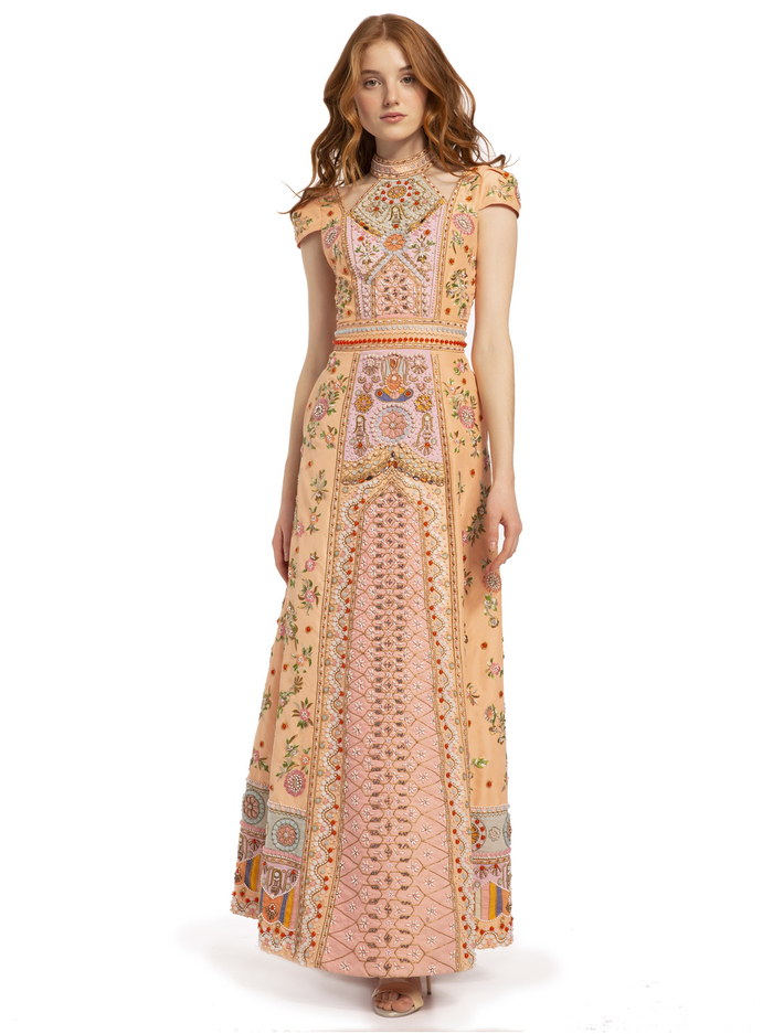 NIDIA HAND BEADED GOWN - PEACH MULTI image 2 - ALICE + OLIVIA