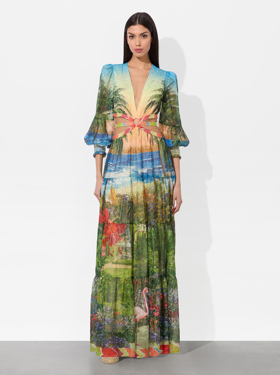 ISLAND DREAMS MULTI-PATRICA TIERED DRESS