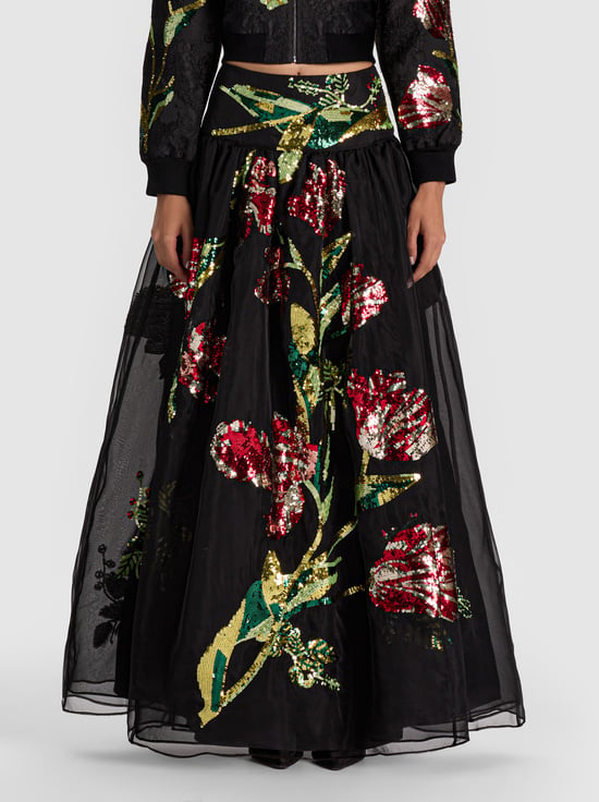 SOFT TULIP BLACK-ORIANA EMBELLISHED GOWN SKIRT