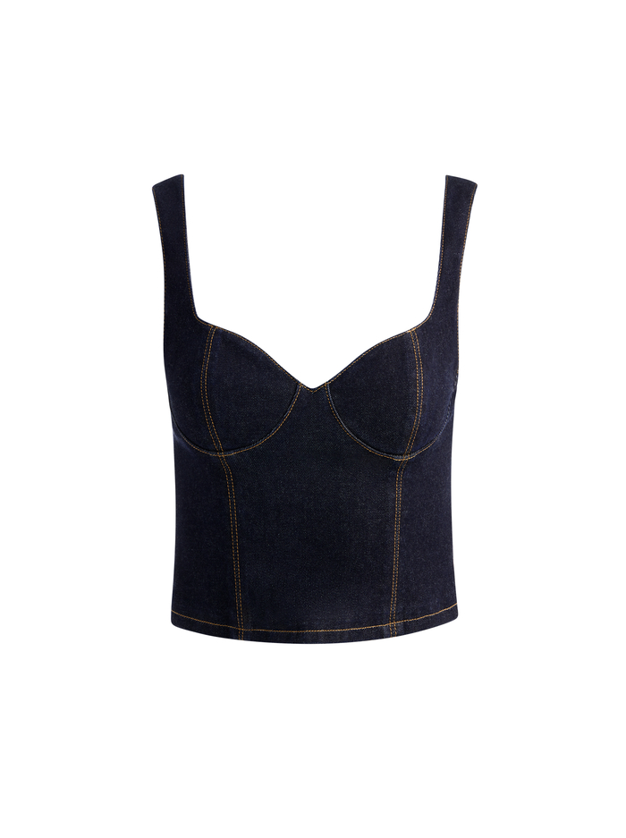 AVA SWEETHEART DENIM BUSTIER - DARK RINSE image 5 - Alice And Olivia