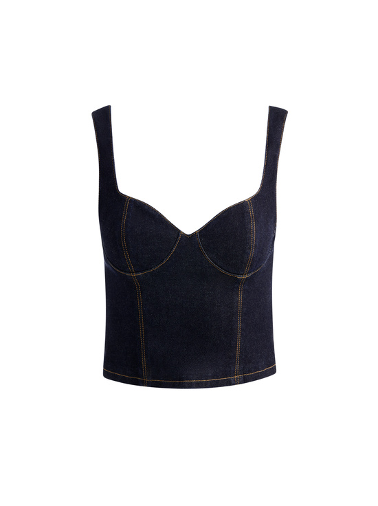 DARK RINSE-AVA SWEETHEART DENIM BUSTIER