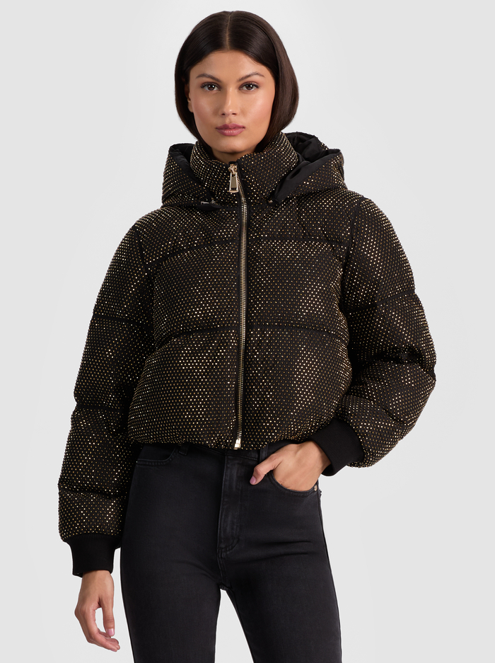 ROBENA EMBELLISHED PUFFER - BLACK/GOLD - Alice And Olivia