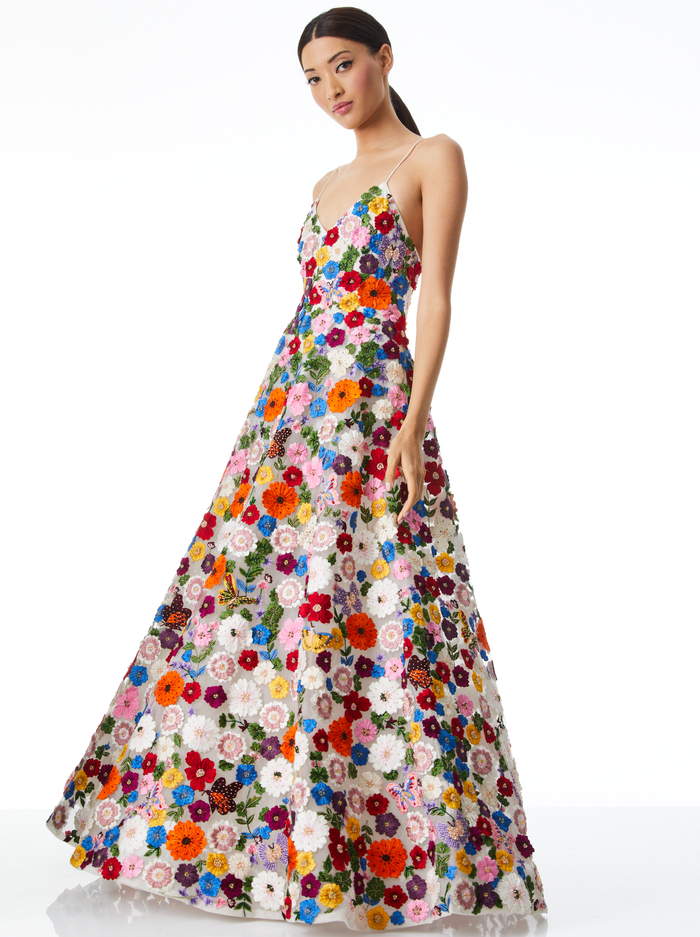DOMENICA EMBELLISHED BALL GOWN DRESS - MULTI image 2 - ALICE + OLIVIA