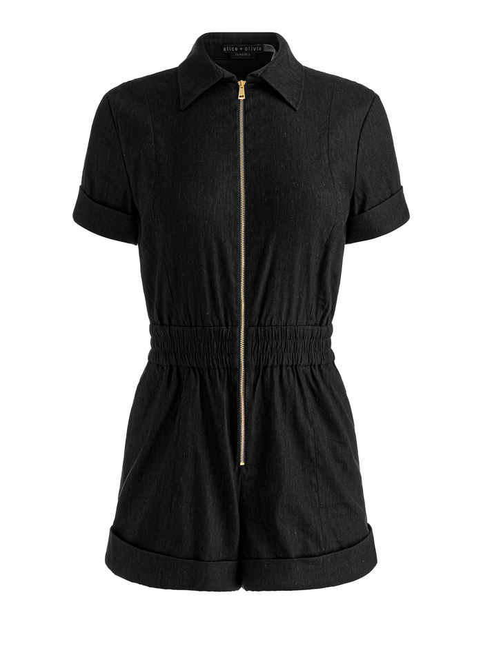 LEVI LINEN ROMPER - BLACK image 5 - ALICE + OLIVIA