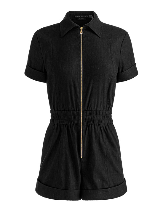 BLACK-LEVI LINEN ROMPER