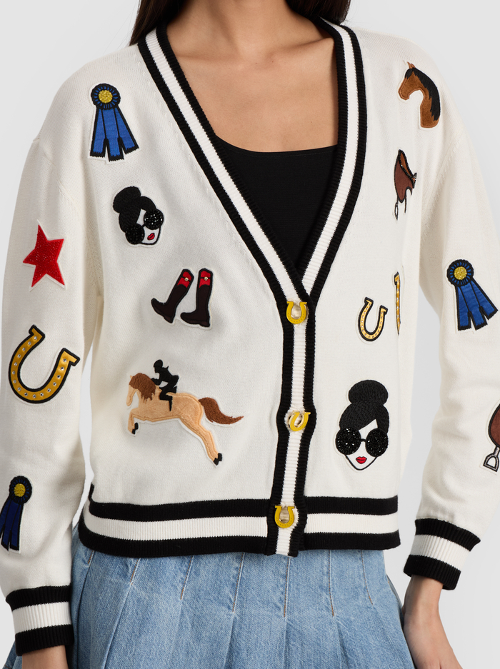 BRADLEY CARDIGAN - SOFT WHITE MULTI image 3 - Alice And Olivia
