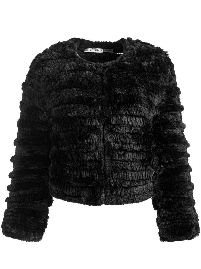 FAWN FAUX FUR JACKET - BLACK image 5 - Alice And Olivia