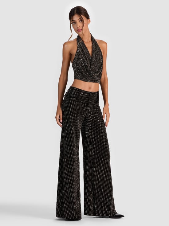 BLACK-DANI EMBELLISHED HALTER TOP