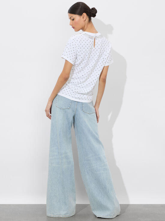 OFF WHITE MULTI-ALVERA EMBELLISHED TEE