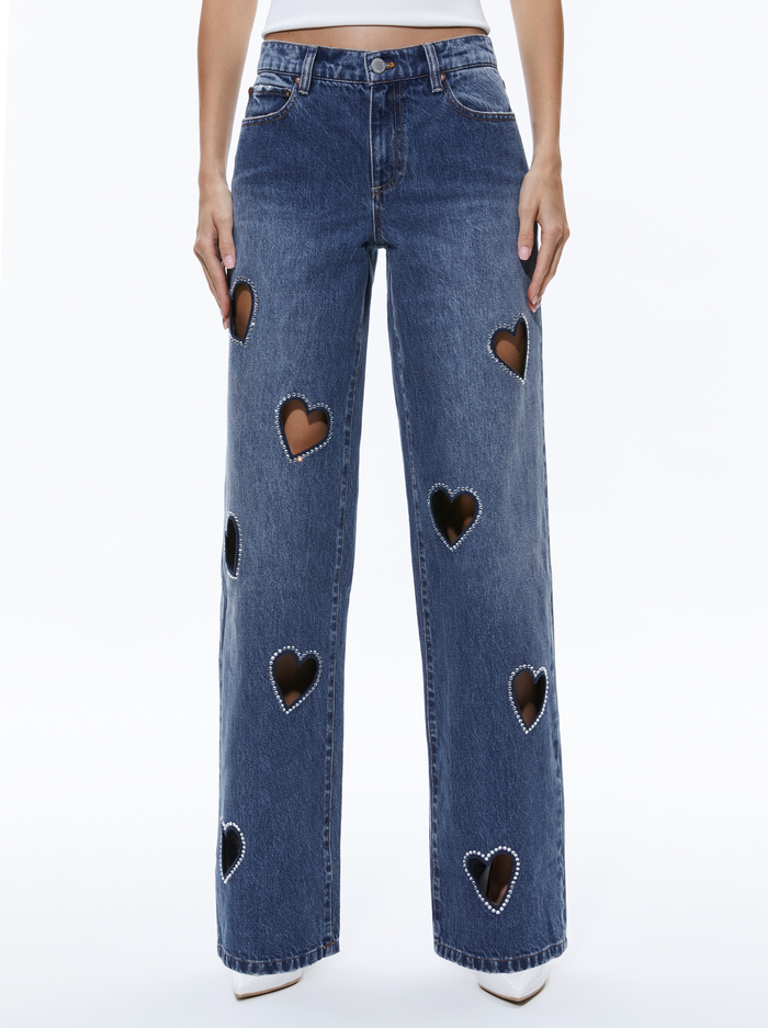 KARRIE EMBELLISHED HEART JEAN - TRUE BLUES DARK - Alice And Olivia