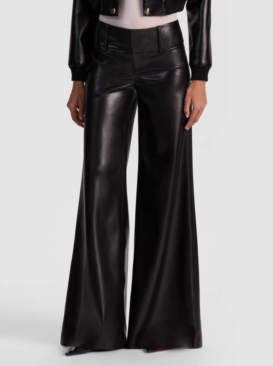 BLACK-OLIVIA VEGAN WIDE LEG PANT
