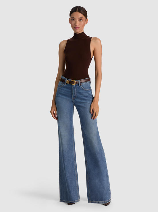 DARK CHOCOLATE-DARCEY WOOL SLEEVELESS TURTLENECK