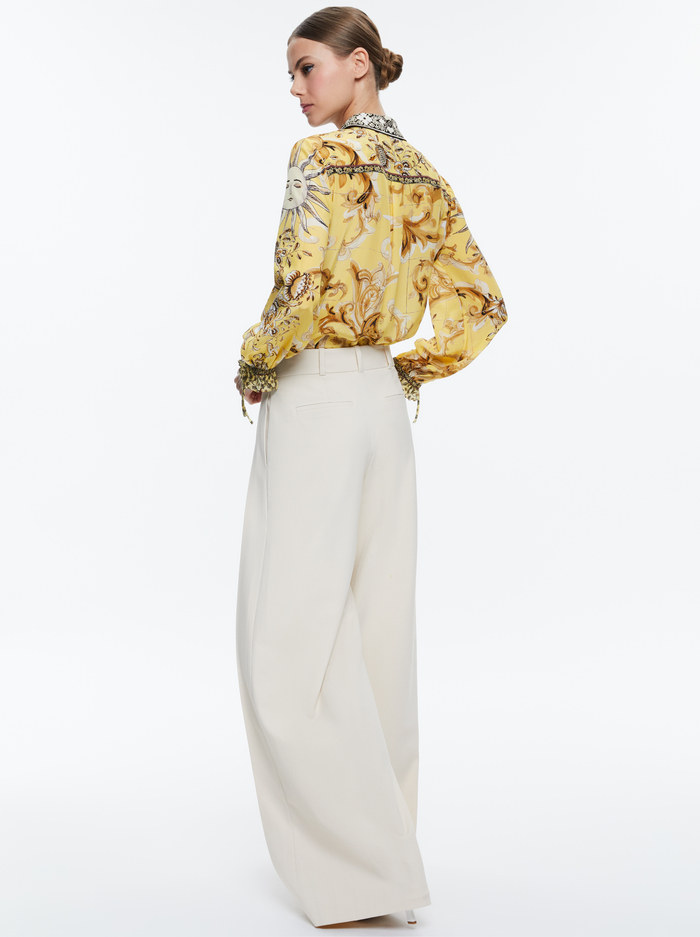 WILLA BLOUSON TIE SLEEVE TOP - LISBOA LEMON MERINGUE image 2 - Alice And Olivia