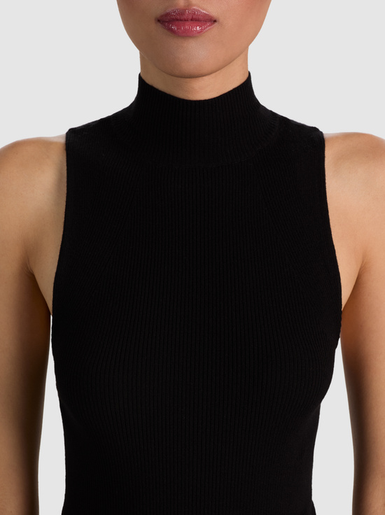 BLACK-DARCEY WOOL SLEEVELESS TURTLENECK