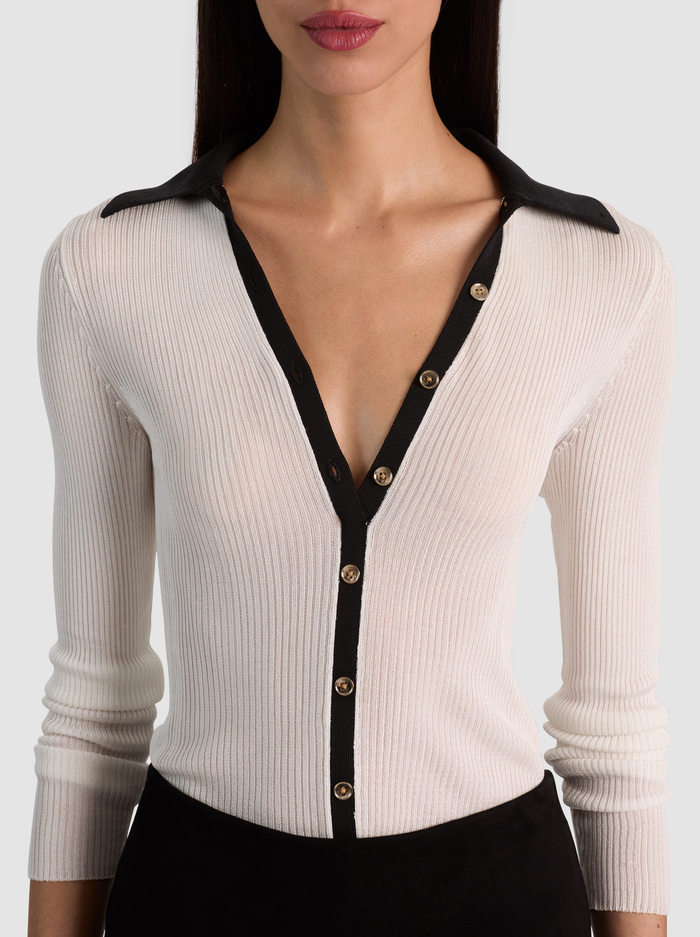 NEALIE CARDIGAN - SOFT WHITE/BLACK image 3 - ALICE + OLIVIA