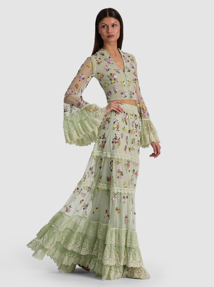 ALLEGRA EMBELLISHED TOP - LIGHT SAGE MULTI image 4 - ALICE + OLIVIA