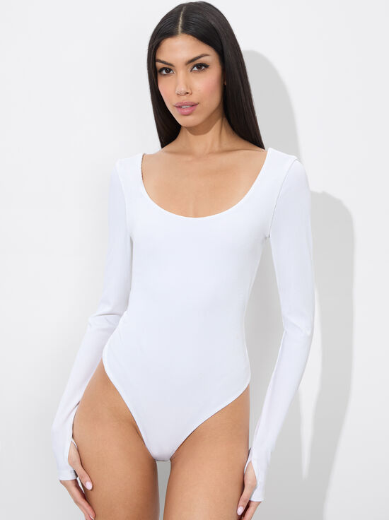 OFF WHITE-RHYS RIBBED BALLET BODYSUIT