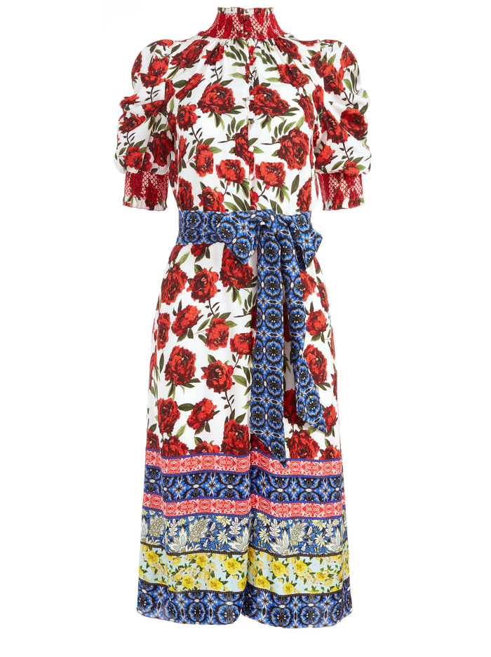 SILVA FLORAL MOCK NECK MIDI DRESS - FRENCH QUARTERS MULTI image 5 - Alice And Olivia