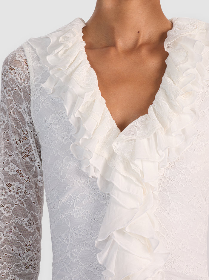 YARA RUFFLE TOP - OFF WHITE image 3 - Alice And Olivia