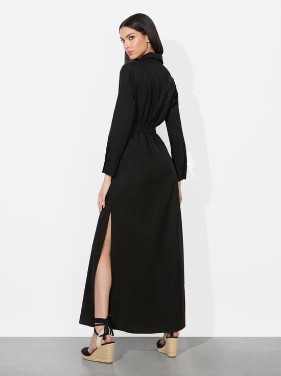 BLACK-CHASSIDY LINEN MAXI DRESS